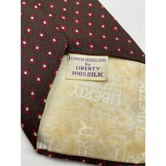 LIBERTY OF LONDON Men’s Vintage Silk Tie Floral Pattern Prjnted In England - Picture 6 of 6